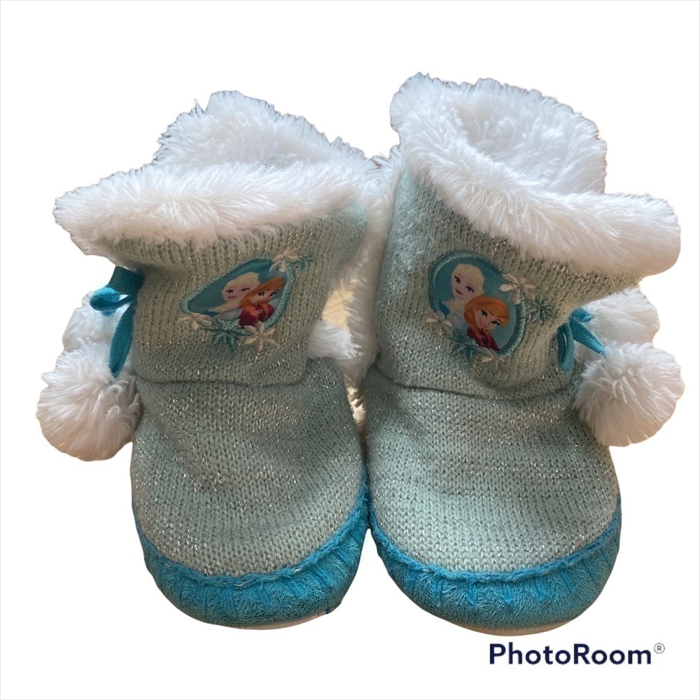Disney Frozen Slipper Boots Silver Blue 9 10 Girls Toddler